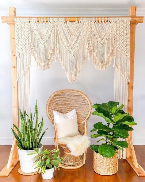 100 Boho Wedding Decor Finds You'll Love! | The Perfect Palette Ruangan Studio, Diy Macrame Wall Hanging, Macrame Wedding Backdrop, Boho Wedding Decor, Boho Macrame Wall Hanging, Macrame Table Runner, Macrame Backdrop, Macrame Wedding, Bohemian Wall Hanging