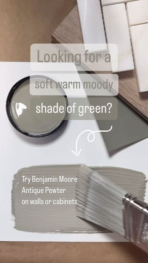 Instagram Benjamin Moore Antique Pewter, Antique Pewter Benjamin Moore, Benjamin Moore November Rain, 2023 Benjamin Moore, Benjamin Moore Swiss Coffee, Benjamin Moore Paint Colors, Paint Color Inspiration, Earthy Green, Benjamin Moore Paint