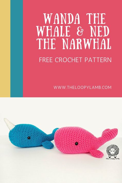 Amigurumi Crochet Whale Pattern: Wanda the Whale & Ned the Narwhal Crochet Whale Pattern Free No Sew, Narwhal Crochet Pattern Free, Whale Crochet Pattern Free, Narwhal Crochet, Crochet Whale Pattern, Whale Crochet, Sell Ideas, Crochet Whale, Single Crochet Decrease