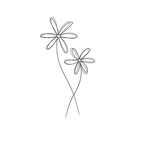 Line Drawing Daisy, Simple Flower Tattoo Outline, Flower Tattoo Outline, Daisy Tattoo Designs, Butterfly Tattoo Stencil, Simple Flower Tattoo, Simple Line Art, Daisy Tattoo, Friendship Tattoos