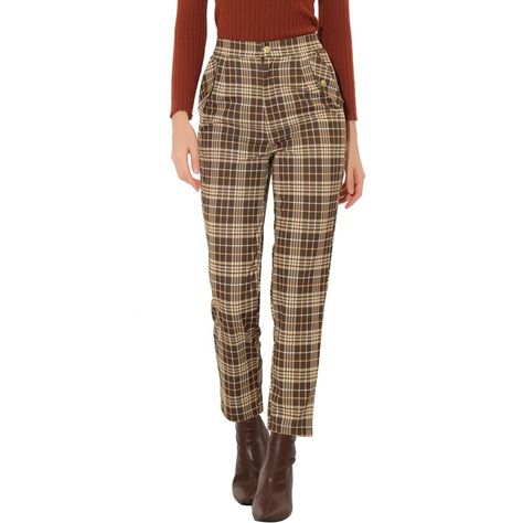 Retro and classic, this pant style with softly plaid fabric and an elastic waist. Plaid Pattern, is stylish and can be paired with blouses, sweaters, jackets, blazers, and overcoats. Perfectly pair with tops and casual shoes for a vintage and fashionable look. A classic plaid motif adds timeless sophistication to long pants with an easy design. Suitable for Casual, Street, Dating, Party, Weekend Gatherings, Holidays, and Daily Wear. Slacks Trousers, Easy Design, Long Trousers, Straight Trousers, Plaid Fashion, Plaid Fabric, Plaid Pants, Womens Clothing Sizes, Bottom Clothes