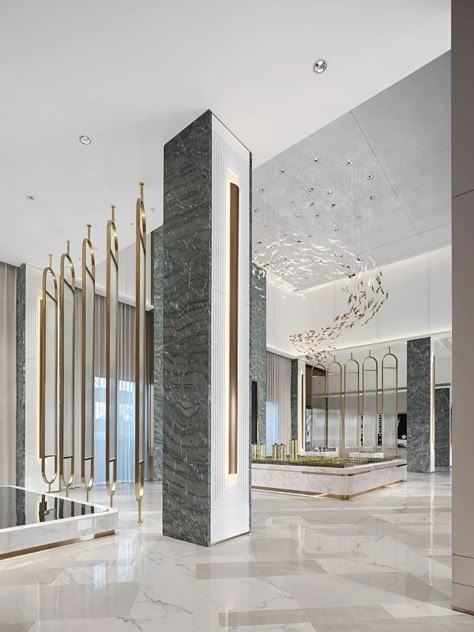 Marble Column Design, Pillar Design Exterior Entrance, Sales Center Design, Pillar Cladding, Column Design Interior, Columns Interior, House Pillars, Column Cladding, Column Detail