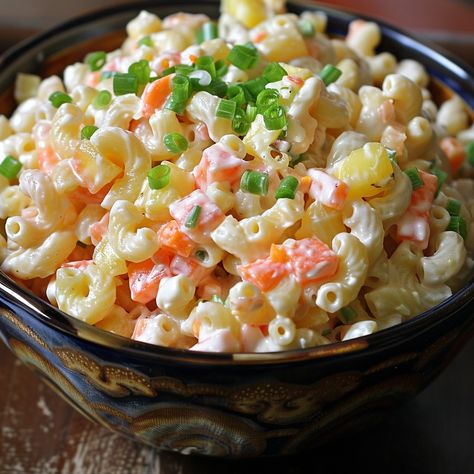 🍍 Bring a taste of the islands to your table with Hawaiian Mac Salad! Creamy, tangy, and irresistibly delicious. 🌺🥢 #HawaiianMacSalad #TropicalFlavor Hawaiian Mac Salad Ingredients: Elbow macaroni (2 cups, cooked) Carrots (1 cup, shredded) Green onions (1/2 cup, chopped) Pineapple chunks (1 cup) Mayonnaise (1 cup) Sugar (1/4 cup) Apple cider vinegar (2 tbsp) Salt and pepper (to taste) Instructions: In a large bowl, combine cooked macaroni, carrots, green onions, and pineapple. In a separa... Margarita Shrimp, Hawaiian Mac Salad, Hawaiian Macaroni Salad, Chopped Pineapple, Mac Salad, Pineapple Chunks, Instagram Recipes, Cooked Carrots, Elbow Macaroni