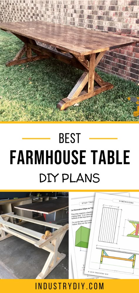 Farm Kitchen Table Farmhouse Style, Build Your Own Farmhouse Table, Making A Farmhouse Table, Homemade Farm Table, Diy Rustic Outdoor Table, Solid Wood Farmhouse Dining Table, Dining Room Table Ideas Diy, Building Farmhouse Table, 8 Foot Farm Table