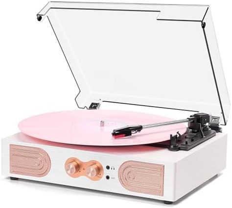 RECORD PLAYER Pink Record Player Aesthetic, Pink Record Player, Record Player Aesthetic, Player Aesthetic, Pink Record, Vintage Record Player, Vinyl Record Player, Built In Speakers, Record Player