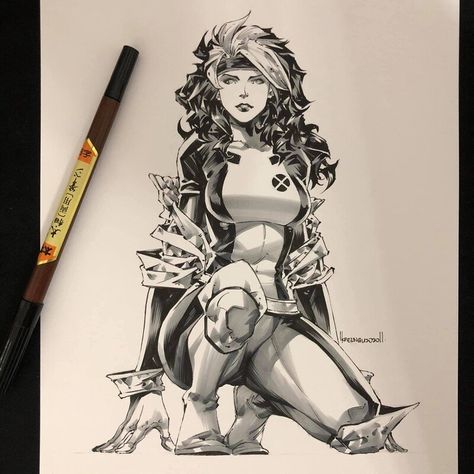 Rogue Tattoo, Gambit X Men, Marvel Rogue, Xmen Art, Rogue Gambit, Xmen Comics, Comic Book Art Style, Comic Art Girls, Marvel Girls