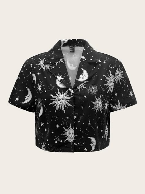 Space Button Up Shirt, Celestial Academia Outfit, Astronomy Aesthetic Outfit, Star Aesthetic Clothes, Space Core Outfits, Spacecore Fashion, Celestial Aesthetic Clothes, Space Aesthetic Outfit, Star Themed Outfits