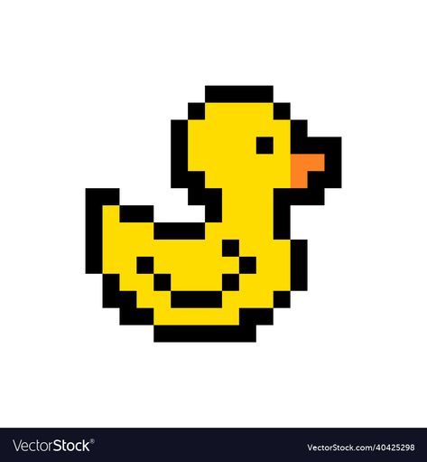 Pixel Art Illustration, Yellow Pixel Art, Cute Pixel Art Aesthetic, Duck Pixel Art, Frog Pixel Art, Pixel Art Icon, Yellow Drawing, Duck Drawing, Duck Art