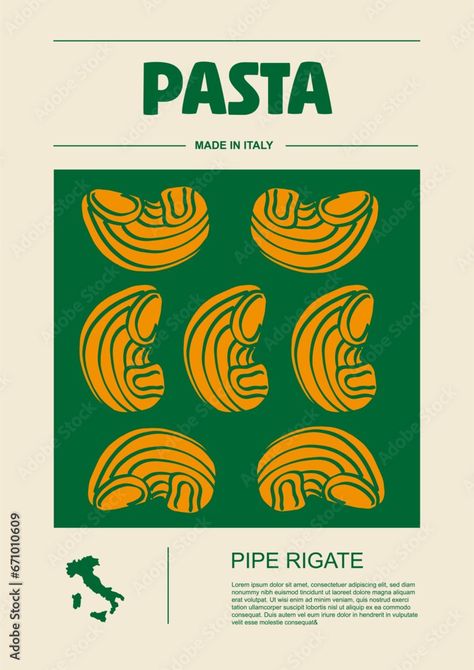 Italian macaroni types, labels for packages set. Pipe rigate pasta. Organic and natural product, gourmet ingredient for cooking dishes. Handmade and tasty. Vector in flat style Stock Vector | Adobe Stock Vintage Pasta Packaging, Pasta Packaging Ideas, Italian Packaging Design, Pasta Graphic Design, Italian Food Packaging, Pasta Packaging Design, Pasta Evangelists, Pasta Design, Pasta Brands