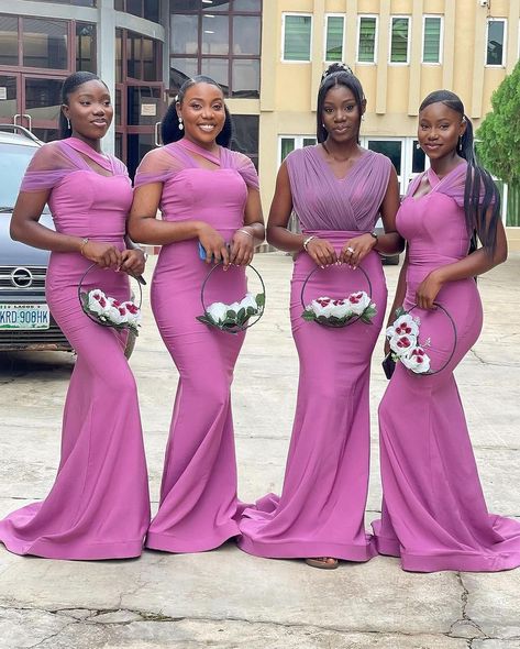 We have all agreed Queen Rita is our sister abi? And this wedding is our wedding, so we are readyyyy ❤️ 📸 @nufxmedia @poshesteb… | Instagram Flared Bridesmaid Dresses, Silk Bridesmaid Dress, Bridesmaid Duty, Latest Bridesmaid Dresses, Silk Bridesmaid Dresses, Satin Silk Dress, African Bridesmaid Dresses, Bridesmaid Satin, Lilac Bridesmaid Dresses