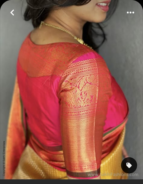 Elegant Silk Saree Blouse, Pure Silk Blouse Designs, Pink Border Blouse Design, Zari Blouse Back Neck Designs, Border Hands Blouse Designs, Zari Border Blouse Designs, Blouse With Border Designs, Pink Silk Blouse Designs, Long Border Blouse Designs