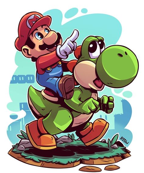 Chibi Games, Mario Tattoo, Mario Yoshi, Childhood Characters, Super Mario Art, Graffiti Characters, Mario Art, Famous Cartoons, Chibi Drawings