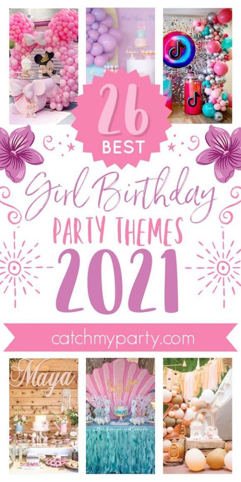 Popular Party Themes 2023, Girl Birthday Party Themes, Girls 9th Birthday, 7th Birthday Party Ideas, 1st Birthday Party For Girls, Girls Birthday Party Themes, Girl Bday Party, 5th Birthday Party Ideas, Search Party