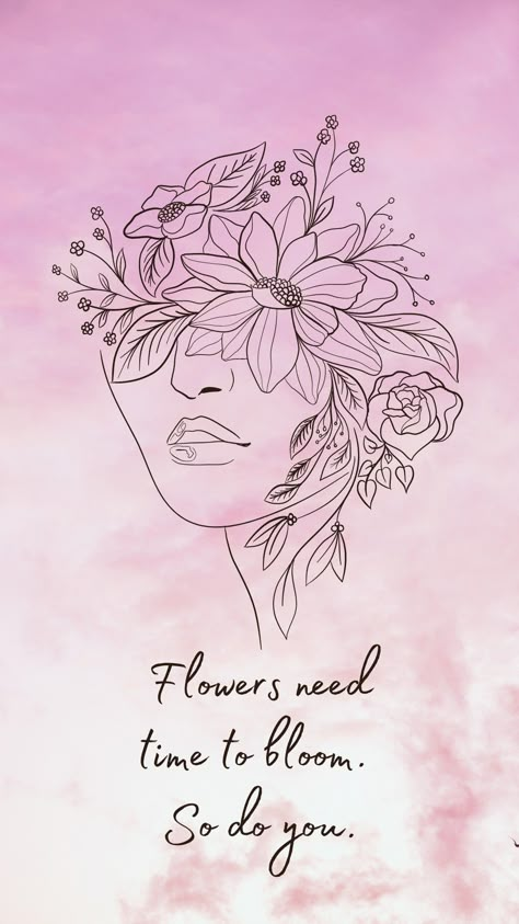 Inspirational Quotes Artwork, Cricut Blanket Ideas, Cricut Blanket, Women With Flowers, Quotes Artwork, Woman With Flowers, Sketching Tips, Positive Wallpapers, Flower Studio