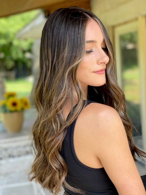 Teasy lights are the perfect, subtle look✨ #teasylights #brunette #longhair #brunettehair #brunettehighlights #hairstyles Lights Brunette Hair, Teasylights Brunette, Teasy Lights Brunette, Brunette Babylights, Teasy Lights, Light Brunette Hair, Light Brunette, Brunette Highlights, Dream Hair