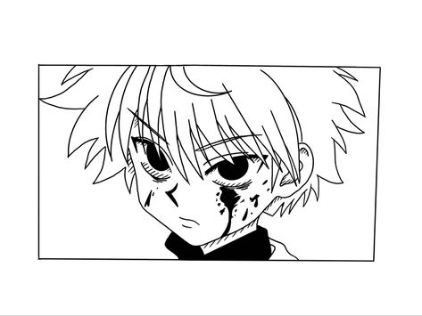 killua manga tattoo #killua #hxh #manga Hunter X Hunter Manga Panels Killua, Hunter X Hunter Killua Tattoo Design, Hxh Killua Tattoo, Killua Godspeed Tattoo, Anime Outline Tattoo, Anime Tattoo Template, Hxh Lineart, Hxh Tattoo Ideas Killua, Hunter X Hunter Tattoo Killua