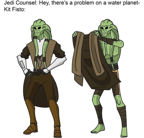 Kit Fisto, General Kenobi, Funny Star Wars Memes, Star Wars Prequels, Star Wars Funny, Star Wars Jokes, Star Wars Comics, Star Wars The Clone Wars, Star Wars Clone