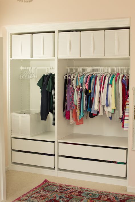 Kids Wardrobe Ideas, Ikea Children Wardrobe, Children’s Room Closet, Ikea Wardrobe Children, Closet Organization Ikea, Closet Door Kis Room, Built Wardrobe, Toddler Wardrobe With Doors, Huge Bathroom