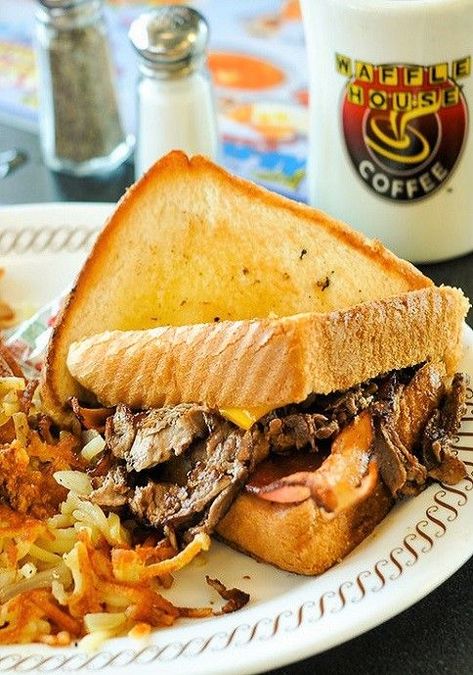 Texas Bacon Cheesesteak Melt Recipe, Waffle House Texas Cheesesteak Melt Recipe, Texas Cheesesteak Melt, Texas Cheesesteak, Restaurant Birthday, Melt Recipe, Takeout Food, Copykat Recipes, Waffle House