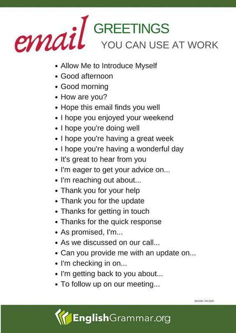 When writing emails to coworkers and clients at work, it is essential to use the right lingo. Below we have compiled the most useful, polite and professional email phrases you can use at work. Email Greetings, Business Writing Skills, Tatabahasa Inggeris, Materi Bahasa Inggris, Email Writing, موارد بشرية, Essay Writing Skills, Work Skills, Business Writing