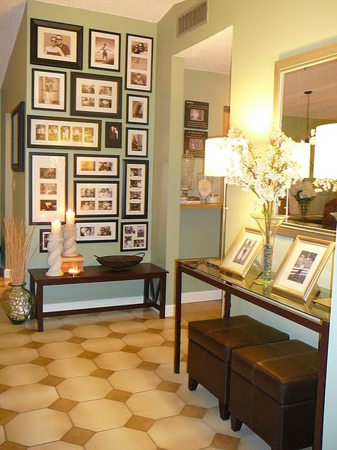 Memory Wall @ Focal Point # decor Picture Arrangements, Wall Groupings, Memory Wall, Display Family Photos, Framed Pictures, Wall Designs, Traditional Living, Traditional Living Room, Small Wall