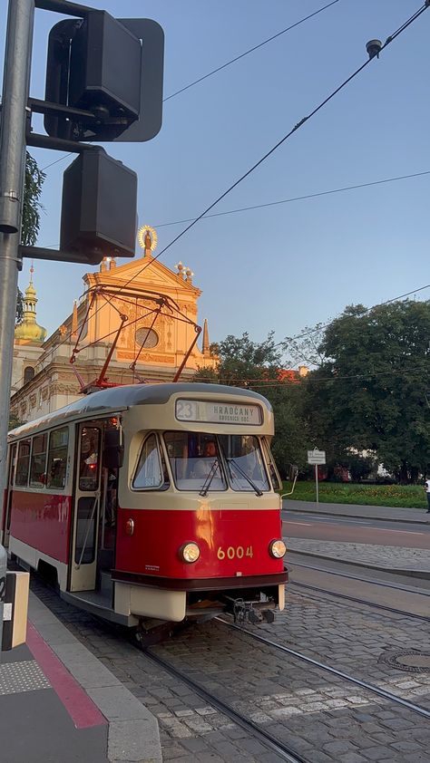 #prague #tram #town #downtown Prague In Summer, Prague Czech Republic Aesthetic, Study Abroad Madrid, Prague Summer, Prague Aesthetic, Summer Abroad, Praha Prague, Prague City, Prague Travel