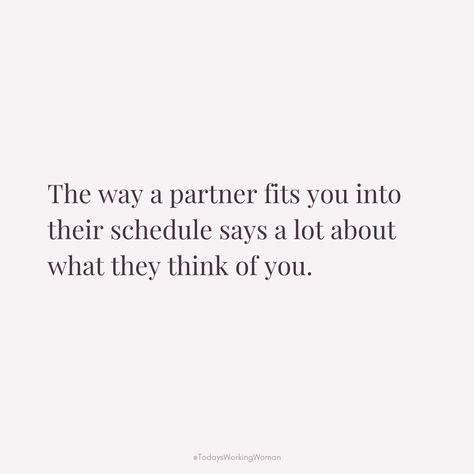 The way a partner integrates you into their schedule speaks volumes about your significance in their life. Prioritizing quality time reflects not just affection, but respect and commitment. In relationships, mutual investment is key; it’s about making space for each other amidst life’s demands. Be mindful of the energy you receive and ensure it aligns with your own value.  #selflove #motivation #mindset #confidence #successful #womenempowerment #womensupportingwomen Selflove Motivation, Making Space, The Energy, Women Supporting Women, Quality Time, Women Empowerment, No Way, Self Love, Investment