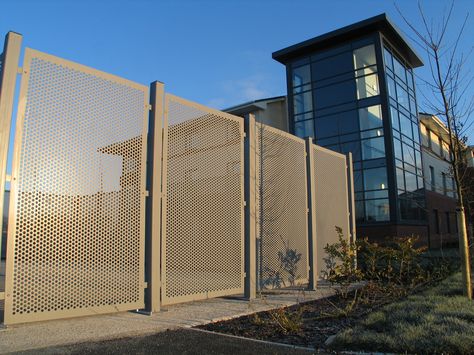 Metal Fencing Fence Metal, Modern Greenhouses, Metal Fencing, Expanded Metal Mesh, Bar Counter Design, Metal Fence Panels, Timber Fencing, Mesh Fencing, Security Fence