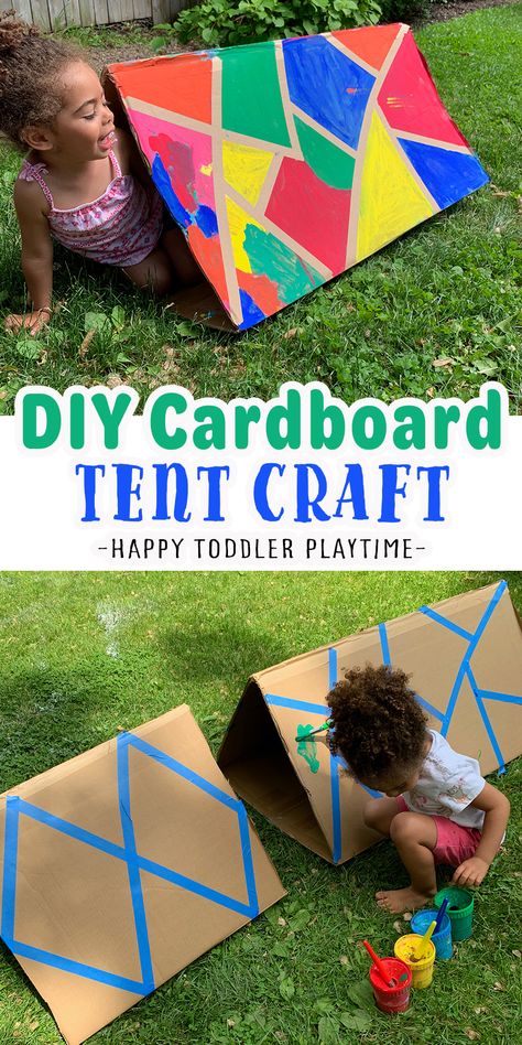 Tent Crafts For Toddlers, Cardboard Tent, Camping Crafts For Toddlers, Tent Craft, Summer Crafts For Toddlers, Summer Activities For Toddlers, Alice Rose, Summer Themes, Safe Kids