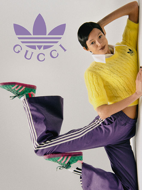 The adidas Gazelle and the ZX8000 are reinterpreted through the House's contemporary lens in the latest chapter of adidas x Gucci. Winter Fashion Campaign, Adidas Editorial, Gucci Spring 2023, Adidas Campaign, Sneakers Photography, Footwear Photography, Nike Campaign, Adidas X Gucci, Adidas Ad