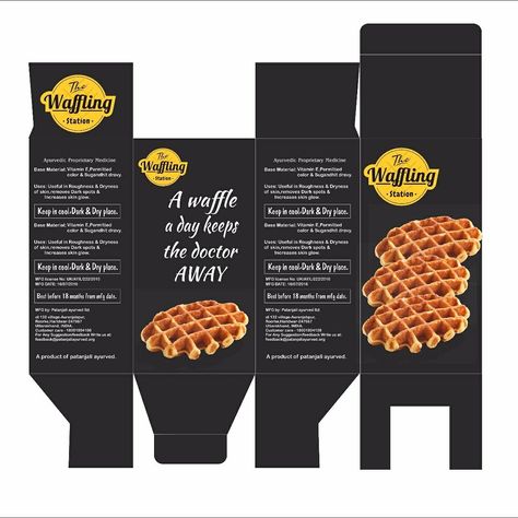 Waffle Box Packaging Design, Waffle Packaging Ideas, Waffle Packaging Design, Waffle Packaging, Packaging Diy Box, Advertisment Design, Cony Island, Waffle Restaurant, Waffles Chocolate