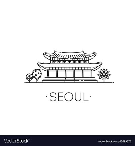 Gyeongbokgung Palace, Tourist Spots, Palace, Easy Drawings, Vector Images, Vector Free, Royalty Free, Activities For Kids