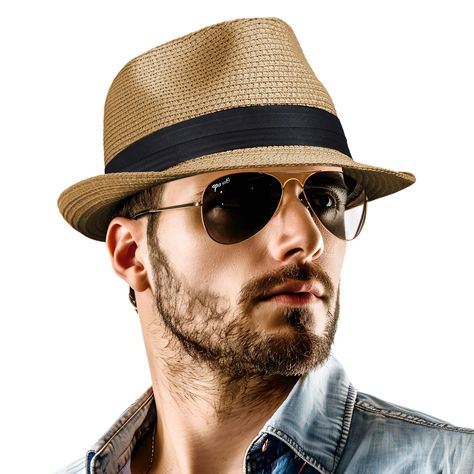 PRICES MAY VARY. 100% natural straw paper is handwoven and molded, then steam-pressed at 400°F to make every straw fedora safe, durable, and non-deformable. The classic and compact design is not only practical, but also stylish, free-spirited and timeless. Short brim fedora straw sun hat: Head circumference:22"-23.6"(56-60cm); Brim width:1.8"(4.5cm); Size adjustable with an adjustable grosgrain tape built inside the sweatband, you can adjust the size by inner velcro. Packable & foldable crushabl Cheap Men's Vacation Straw Hat, Luxury Men's Natural Color Sun Hat, Packable Fedora Straw Hat For Outdoor, Cheap Men's Fedora Sun Hat, Travel Fedora With Upf 50+ Made Of Toquilla Straw, Men’s Sun Hat, Mens Hats, Mens Summer Hats, Men Hats Styles