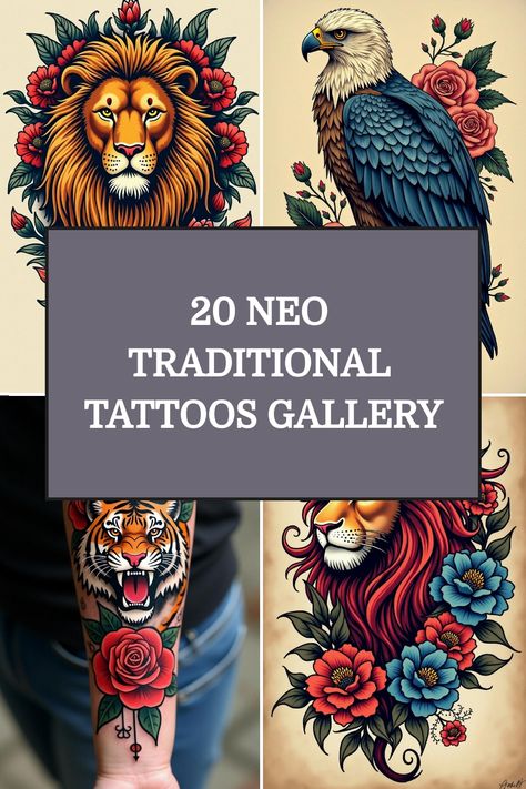 20 Neo Traditional Tattoos Gallery Neo Trad Leg Sleeve, American Traditional Tattoo Flash Art, Tattoo Sleeve Styles, Neo Traditional Sleeve Tattoo, Ambitious Tattoo, Neo Traditional Tattoos Black And Grey, Tattoo Color Palette, Neo Traditional Tattoo Sleeve, Neo Traditional Tattoo Design Sketches