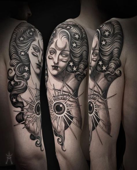 Neo Trad Flash, Neo Traditional Butterfly Tattoo, Soon Tattoo, Esoteric Tattoo, Magnolia Tattoo, Nouveau Tattoo, Tarot Tattoo, London Brighton, The High Priestess