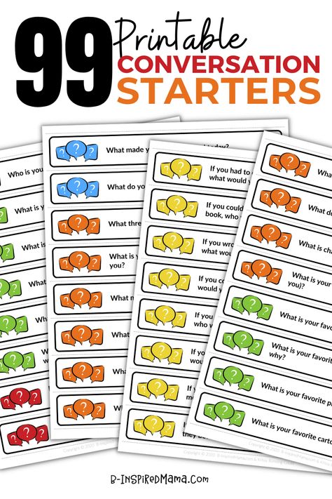 The best conversation starters for kids, including printable conversation cards for preschoolers, kindergartners, and elementary school, too! #printable #kids #kidsactivities #parenting #conversationstarters Lesson Starters Ideas, Conversation For Kids, Conversation Games, Preschool Conversation Starters, Conversation Questions For Kids, Simple Present Conversation, Toddler Conversation Starters, Printable Conversation Cards, Conversation Cards For Kids