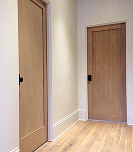 Oak Door With White Trim, Interior Doors With No Trim, Interior Doors Without Trim, Birch Doors Interior, Amber Interiors Doors, Light Wooden Doors Interior, Flat Panel Wood Interior Doors, White Oak Bedroom Doors, White Oak Interior Doors Natural Wood