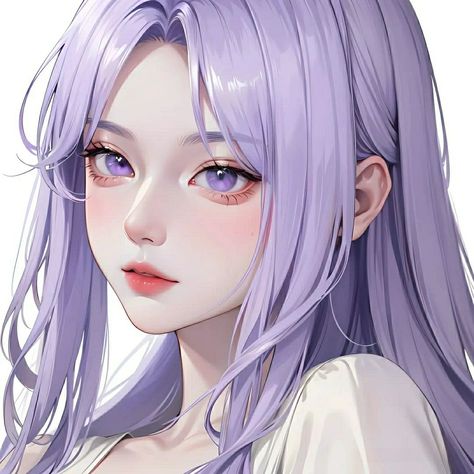 Girl With Purple Hair, Anime Purple Hair, Seni Korea, Light Purple Hair, Dream Anime, Purple Girls, Illustration Art Girl, Anime Hair, Digital Art Anime