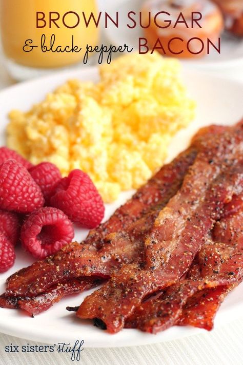 Brown Sugar Pepper Bacon, Sweet Black Pepper Bacon, Black Pepper Bacon, Mango Sorbet Recipe, Pepper Bacon, Brown Sugar Bacon, Lemon Poppyseed Muffins, Baked Bacon, Candied Bacon