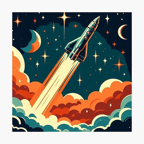 Get my art printed on awesome products. Support me at Redbubble #RBandME: https://www.redbubble.com/i/photographic-print/Retro-science-fiction-space-rocket-1960s-by-RESToRAPTOR/160213443.6Q0TX?asc=u 1970s Space Art, 1950 Space Art, Retro Science Fiction, 1960s Astronaut, 1950s Science Fiction, Vintage Science Fiction Book Covers, Space Rocket, Juno, Vintage Art Deco