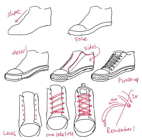 How To Draw Shoes, Boots Sneakers, Guided Drawing, Anime Drawings Tutorials, Drawing Clothes, Drawing Reference Poses, Drawing Tips, Drawing Techniques, Art Reference Photos