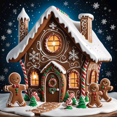 Gingerbread House Paintings, Painting Gingerbread Houses, Christmas Gingerbread House Decorations, Gingerbread House Painting, Gingerbread Painting, Gingerbread Crafts, Gingerbread Christmas Decor, Gingerbread Village, Gingerbread House Decorations