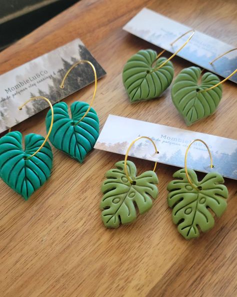 Monstera Leaf Hoops! Available in multiple shades & two separate styles. Plus, choose your size hoop. #plant #plantlady #monstera #handmade #earrings #Hoops #shop #shopsmall #polymerclay #clay #lightweight #women #fashion #obsessed Earrings Hoops, Plant Lady, Monstera Leaf, Small Shop, Handmade Earrings, Women Fashion, Polymer Clay, Shades, Quick Saves