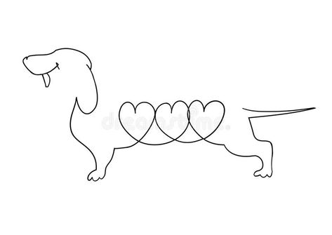 Wire Haired Dachshund Tattoo, Daschund Lineart, Embroidery Daschund, Dog Line Drawing, Dog Stencil, Dachshund Illustration, Dachshund Tattoo, Weiner Dogs, White Cartoon