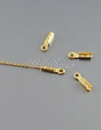 Choose Size 50 pieces shiny gold plated brass crimp beads, crimp connectors, crimp ends for connecting necklace, tabs B136-BG | Shop jewelry making and beading supplies, tools & findings for DIY jewelry making and crafts. #jewelrymaking #diyjewelry #jewelrycrafts #jewelrysupplies #beading #affiliate #ad Illusion Necklace, Jewelry 2022, Buy Wholesale Jewelry, Braided Bracelet Diy, Diy Leather Bracelet, Beads Craft Jewelry, Diy Jewelry Necklace, Real Gold Jewelry, Crimp Beads