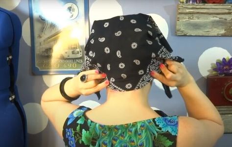 How to Tie a Vintage Hair Scarf in 7 Different Ways | Upstyle Handkerchief On Head, Tie A Bandana In Your Hair, Tying Head Scarves Tutorials, Tiring Head Scarf, Convertible Hair Scarf, How To Wear Scarves In Hair, Tie A Scarf On Head, Head Scarf Tying Tutorial, How To Tie A Hair Scarf