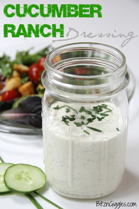 Cucumber Ranch Dressing - A homemade creamy, dreamy ranch with a subtle hint of cucumber. SO GOOD! Cucumber Ranch Dressing, Cucumber Ranch, Salad Appetizer Cups, Buttermilk Ranch, Doner Kebab, Salad Dressing Recipes Homemade, Homemade Ranch Dressing, Homemade Buttermilk, Homemade Salads