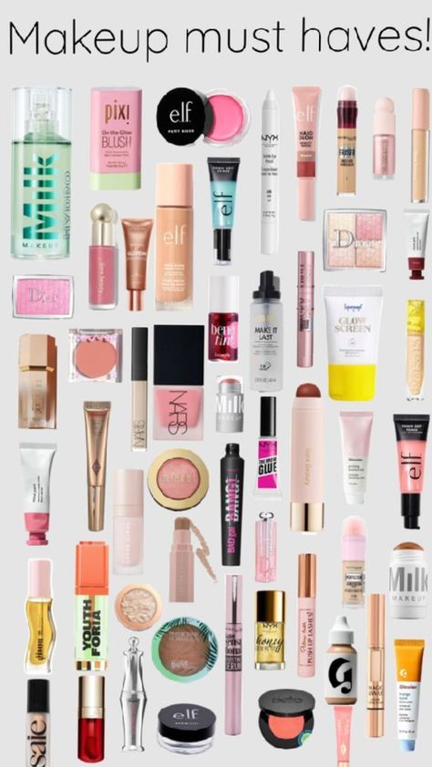 Makeup must haves Makeup For 12yrs, Makeup Ideas With Products, Makeup Ideas Products, Fav Makeup Products, Best Make Up Product, Sephora Makeup Must Haves, Make Up Products List, Makeup To Get, That Girl Products