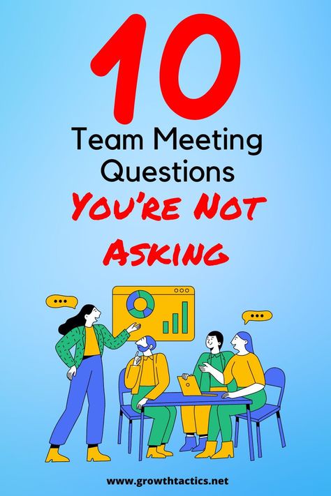 Transform your team meetings with these 10 genius questions! Boost productivity, spark innovation, and build a stronger team. Learn how to ask the right questions and unlock your team's full potential. Employee Brag Board Ideas, Team Activity For Work, Motivating Employees Ideas, Team Meeting Questions, Corporate Meeting Aesthetic, Team Meetings Ideas, Effective Team Meetings, 1 On 1 Meeting Questions, Fun Team Meeting Ideas