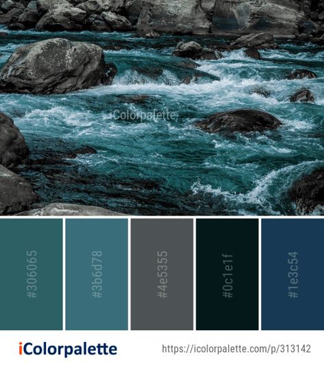 Color Palette Ideas from Water River Rapid Image Water Colour Pallets, River Rock Color Palette, Water Inspired Color Palette, Water Colour Palette, Color Palette Water, Underwater Palette, River Color Palette, Water Palette, Ocean Color Palette